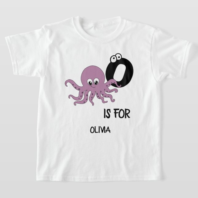 Custom monogram O is for Octopus cute aquatic life T-Shirt (Laydown)