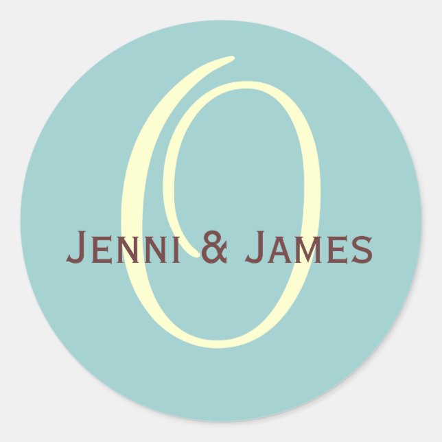 Custom Monogram O Wedding Favor & Envelope Sticker (Front)