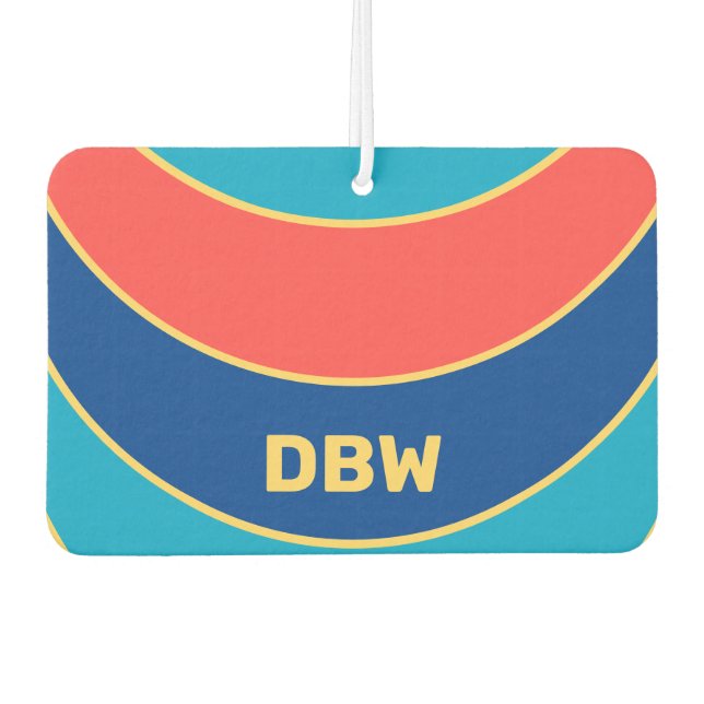 Custom Monogram on Colorful Curved Stripes Air Freshener (Front)