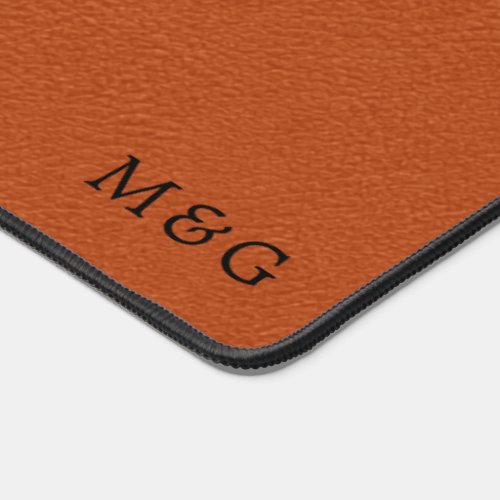 Custom Monogram on Elegant Brown Leather Look Desk Mat