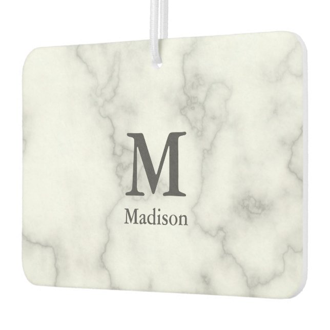 Custom Monogram on Faux White Marble Air Freshener (Left)