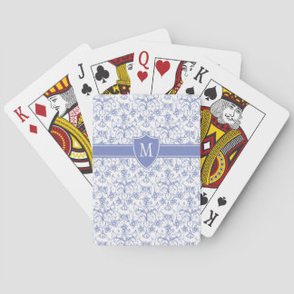 Custom Monogram on Stylish Blue Periwinkle Pattern Poker Cards