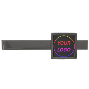 Custom Monogram or Text Wedding Black Gunmetal Fin Finish Tie Bar
