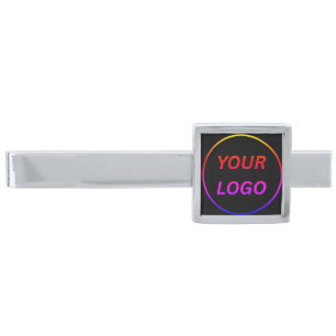 Custom Monogram or Text Wedding Black Gunmetal Fin Silver Finish Tie Bar