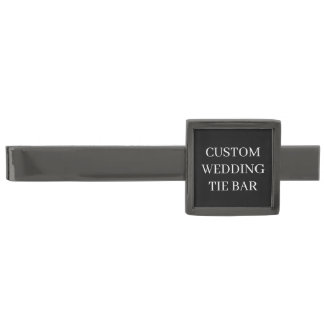 Custom Monogram or Text Wedding Black Gunmetal Finish Tie Bar