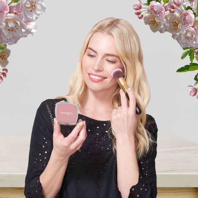 Custom monogram - Orchid Pink with script text Compact Mirror (Creator Uploaded)