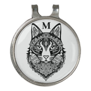 Custom Monogram Ornamental Cat Golf Hat Clip