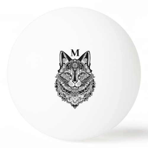 Custom Monogram Ornamental Cat Ping Pong Ball