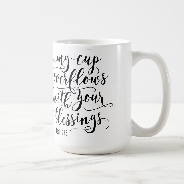Custom Monogram OVERFLOWING CUP Scripture Mug (Right)