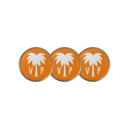 Custom monogram palm tree logo golf ball markers