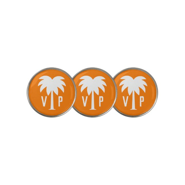 Custom monogram palm tree logo golf ball markers (3 Up)