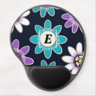 Custom Monogram Passion Flower Floral Pattern   Gel Mouse Pad