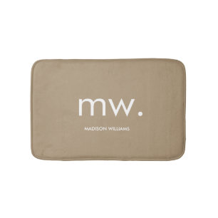 Custom Monogram Pastel Elegant Stylish Modern Bath Mat