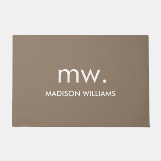 Custom Monogram Pastel Elegant Stylish Modern Doormat (Front)