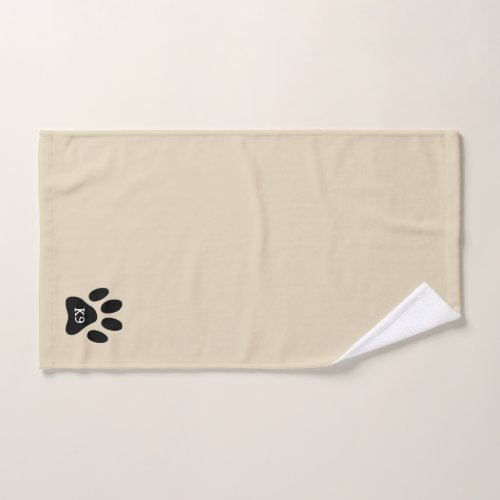 Custom monogram paw print hand towel for dog owner
