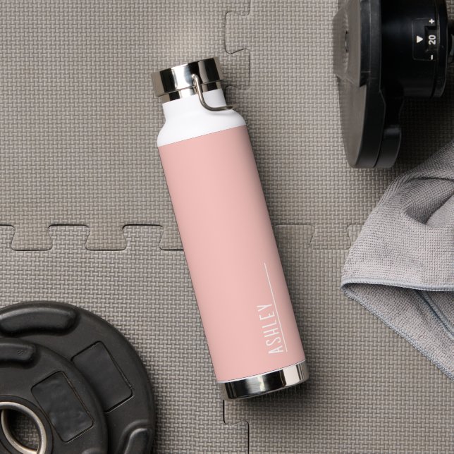 Custom monogram, peachy pink modern water bottle (Gym)