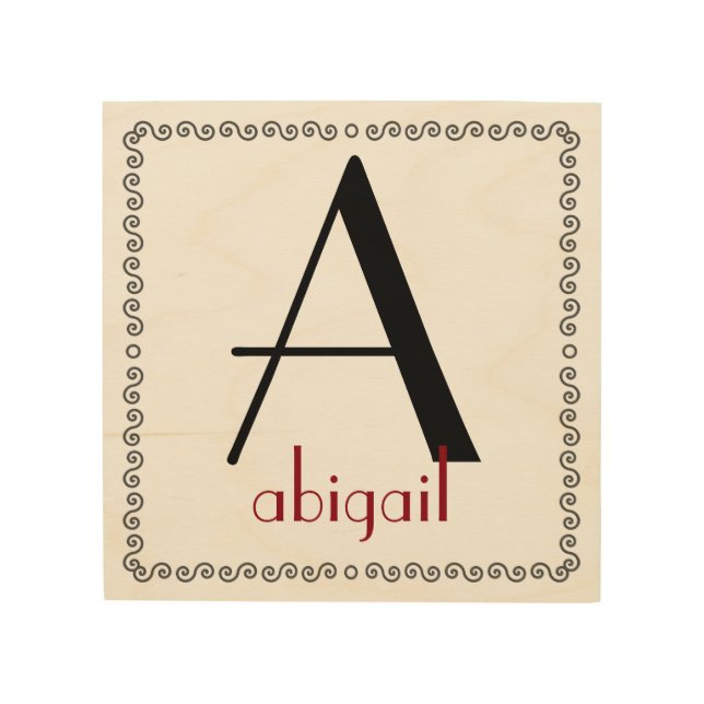 Custom Monogram Personalised Name On Wood Wood Wall Art (Front)
