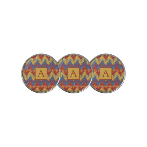 Custom Monogram Personalized Aztec Theme Golf Ball Marker