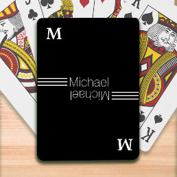 Custom monogram - personalized black playing cards
