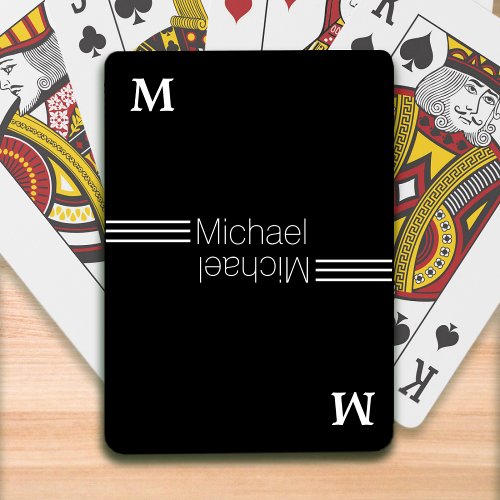 Custom monogram _ personalized black playing cards