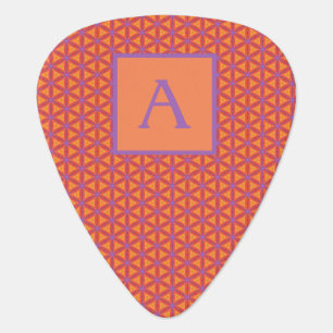 Custom Monogram Personalized Orange & Purple Guitar Pick