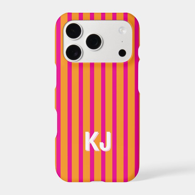 Custom Monogram Personalized Stripes Aesthetic Iphone Case (Back)