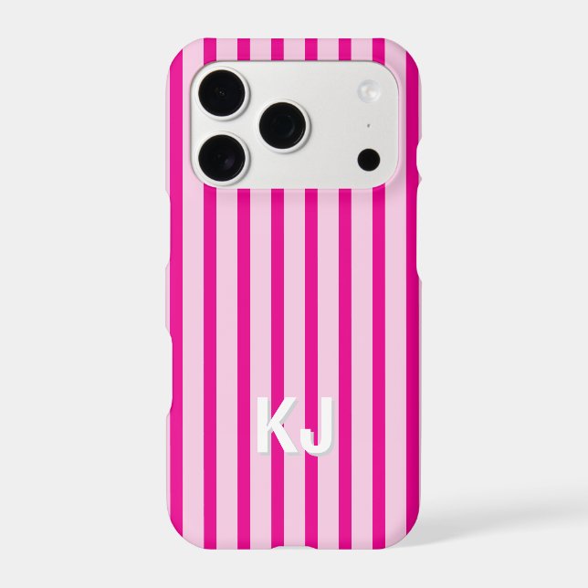 Custom Monogram Personalized Stripes Aesthetic iPhone Case (Back)