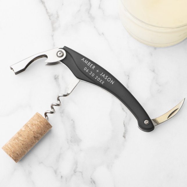 Custom Monogram Personalized Wedding favor Waiter's Corkscrew (Front)