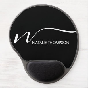 Custom Monogram Personalized With Name Cool Black Gel Mouse Pad