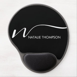 Custom Monogram Personalized With Name Cool Black Gel Mouse Pad
