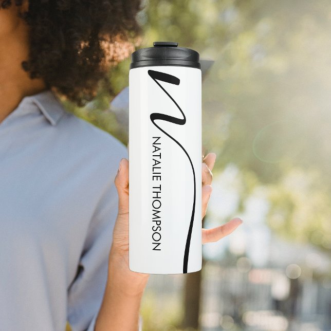 Custom Monogram Personalized With Name Cool White Thermal Tumbler (Creator Uploaded)