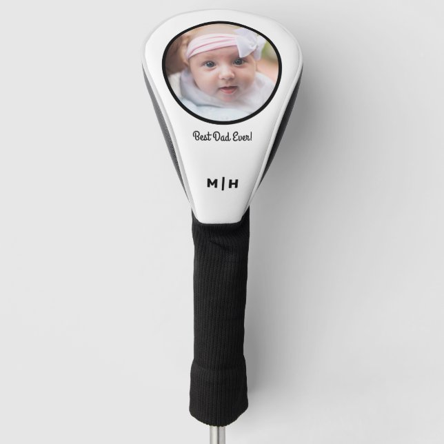 Custom Monogram Photo Best Dad Ever Golf Head Cover (Front)