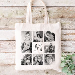 Custom Monogram Photo Collage Tote Bag<br><div class="desc">Cute Personalized Tote Bag with Personalized Monogram and a Square Collage of 8 Photos Bordering Your Initial. This would make a great gift for family,  friends,  parents,  and grandparents!</div>