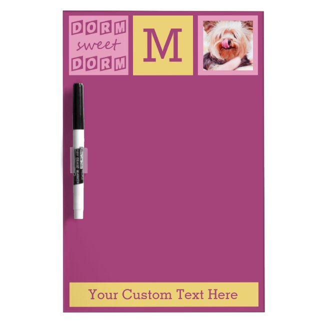 Custom Monogram & Photo dorm room message board (Front)