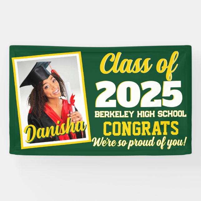 Custom Monogram & Photo Graduation Banner (Horizontal)