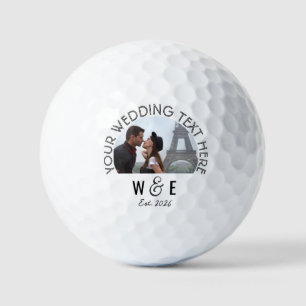 Custom Monogram Photo Neo Deco Wedding Golf Balls