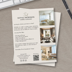 Custom Monogram Photo QR Professional Business Flyer