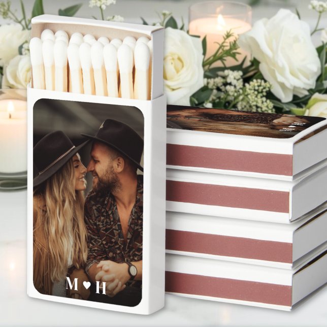 Custom Monogram Photo Wedding Favor Matchboxes (Custom Monogram Photo Wedding Favor Matchboxes)