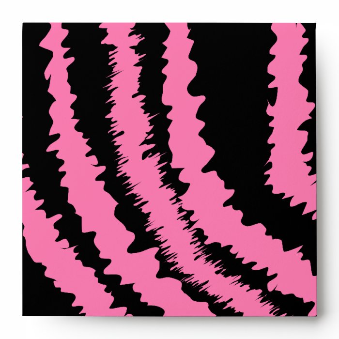 Custom Monogram Pink and Black Zebra Print Pattern Envelope