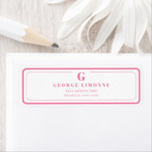 Custom Monogram Pink Border Address Label