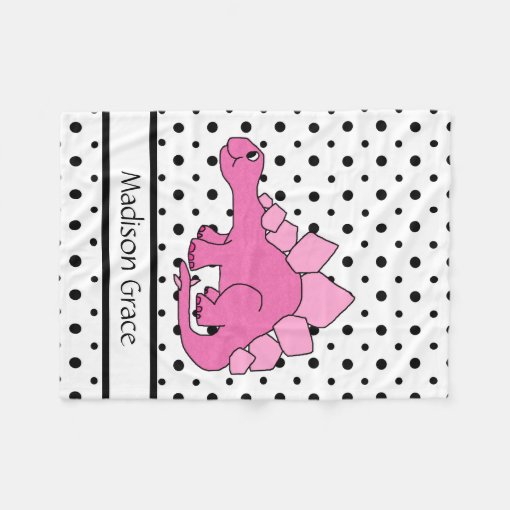 Custom Monogram Pink Dinosaur Fleece Blanket Zazzle