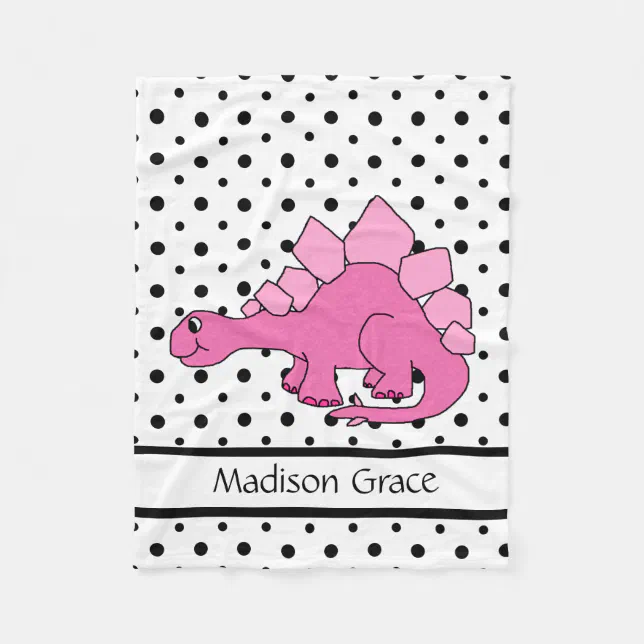 Custom Monogram Pink Dinosaur Fleece Blanket Zazzle