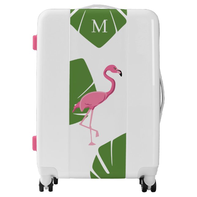 Custom Monogram pink flamingo chic Tropical Luggage (Front)