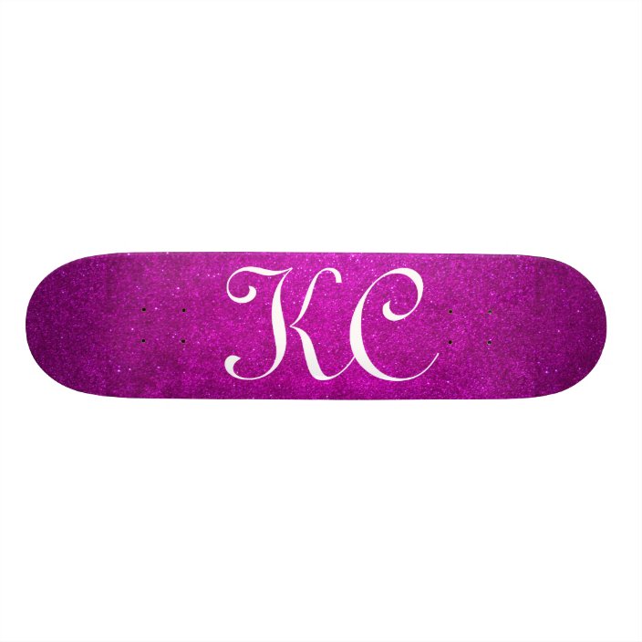 Custom monogram pink glitter skateboard deck
