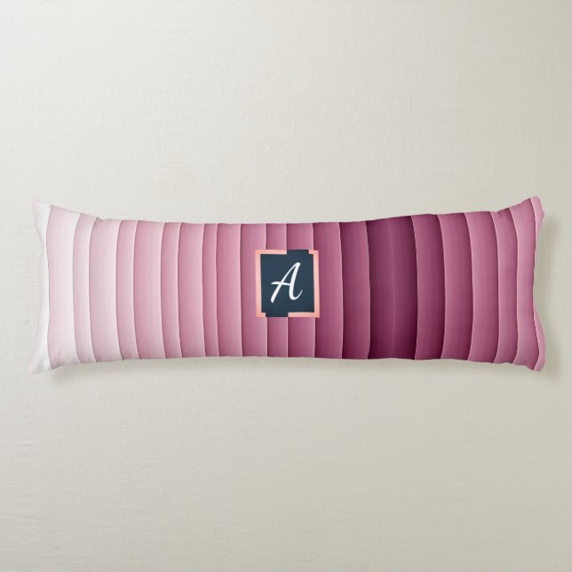 Custom Monogram Pink Gradient Vertical Body Pillow (Front)