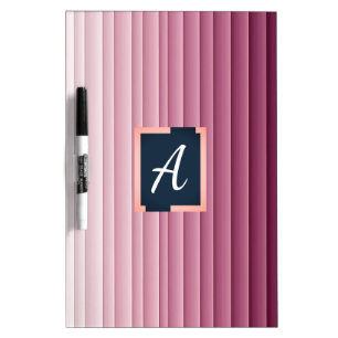 Custom Monogram Pink Gradient Vertical Dry Erase Board