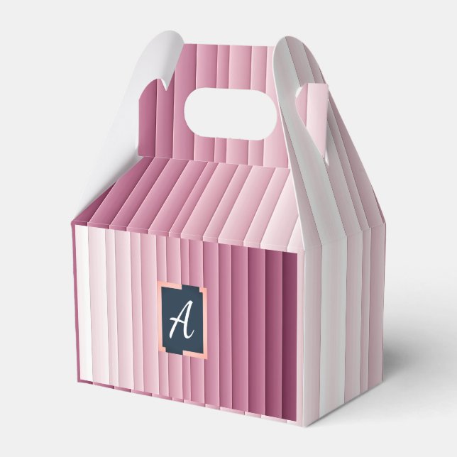 Custom Monogram Pink Gradient Vertical Favor Boxes (Front Side)