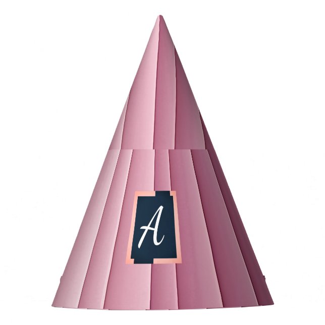 Custom Monogram Pink Gradient Vertical Party Hat (Front)
