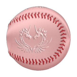 Custom Monogram, Pink, Scaly Dragon Heart Baseball
