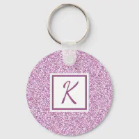 Pink Shimmer and Sparkle with Monogram Keychain